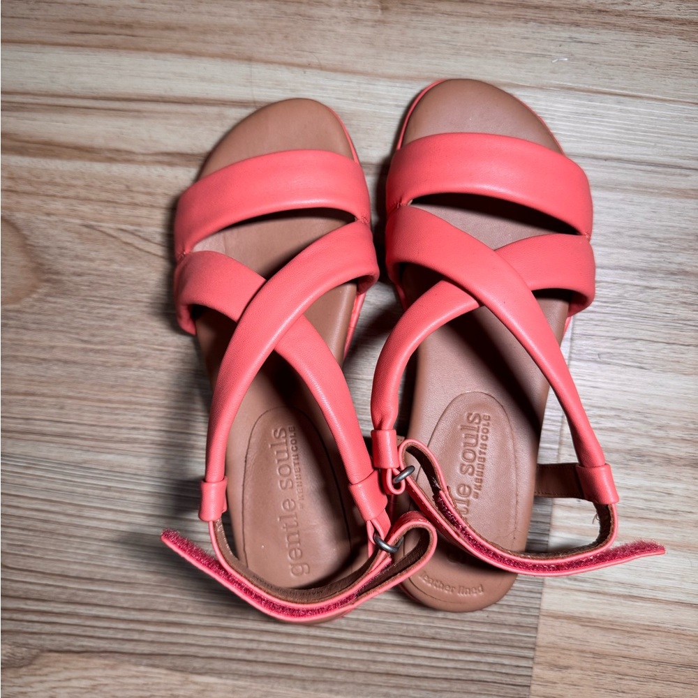 Gentle Souls Women's Bright Coral Sandals